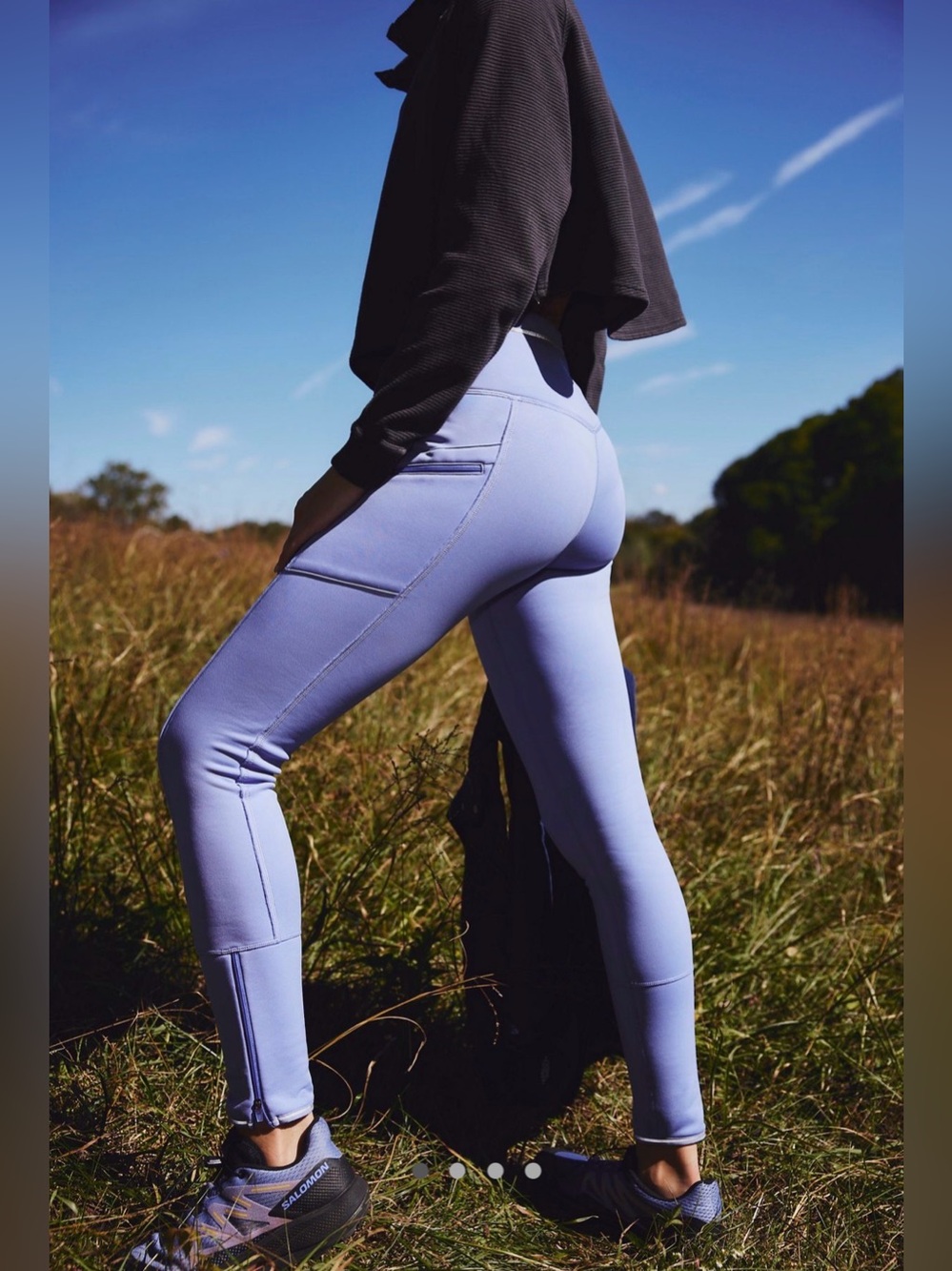 Free People movement keeping cozy fleece-lined leggings $148 NWT Blueberry
